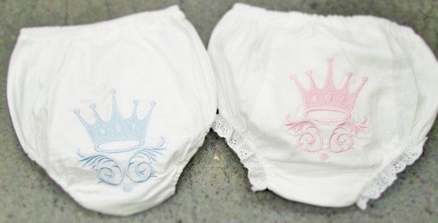 Embroidered crown bloomers