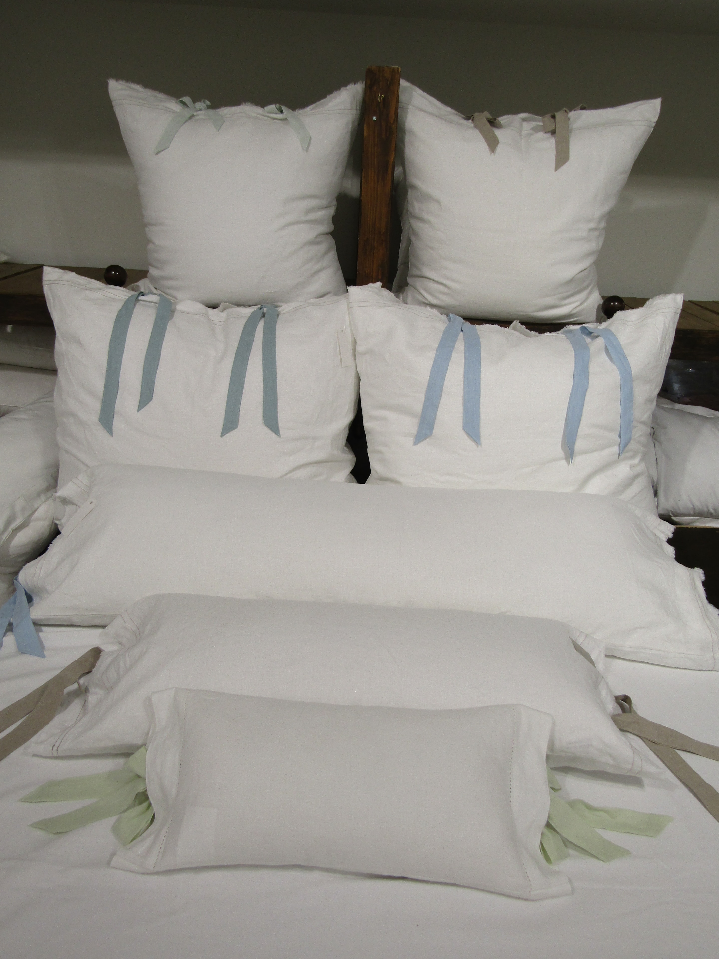 Casual coastal linen pillow with linen ties