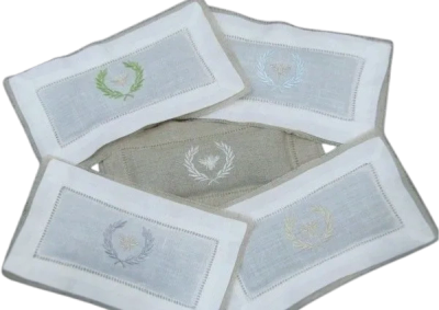Embroidered French Bee linen sachet