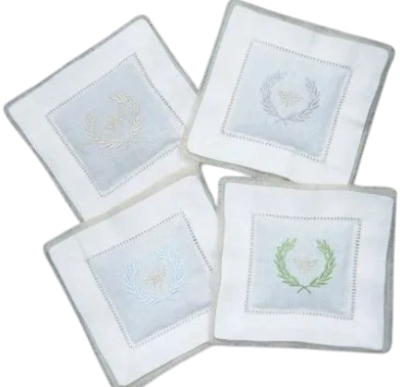 Square French Bee embroidered sachet